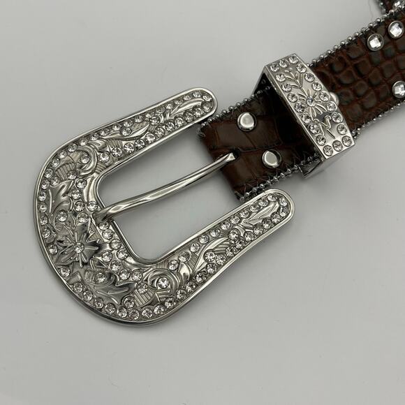 Blazin' Roxx Women's Brown Western Belt Silver Accents Studded Size M - Picture 2 of 6